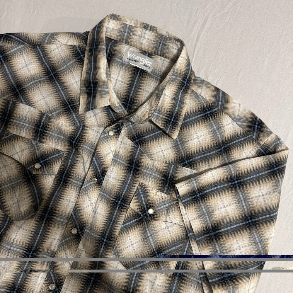 Wrangler Wrancher Men's Pearl Snap Shirt Plaid Western Size 2X XXL Rodeo Tagless